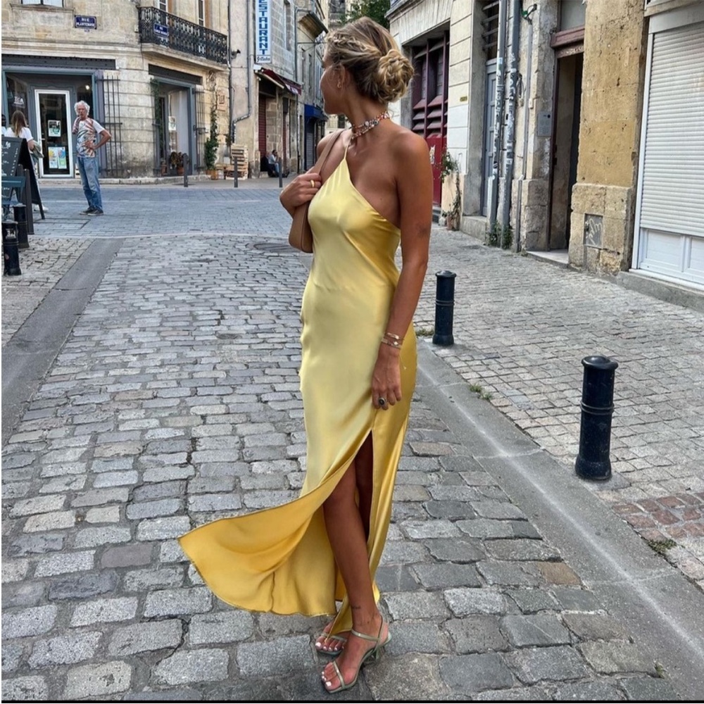 NWT Zara Asymmetric Satin Effect Dress